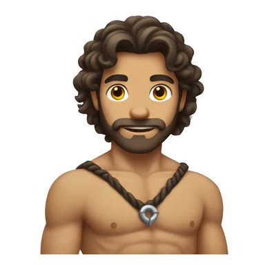 Tarzan with anchor beard and long curly dark brown hair sticker