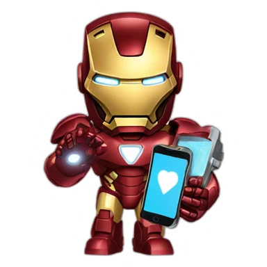 iron man holding a phone sticker