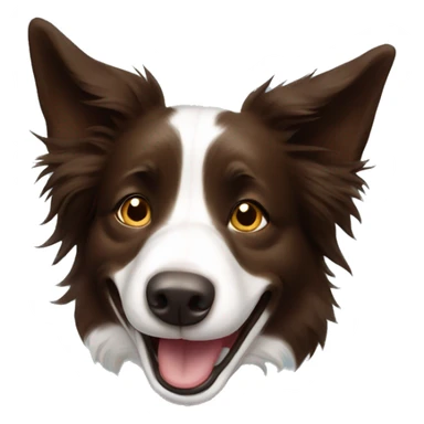 Brown border collie ear up laughing no upper teeth sticker