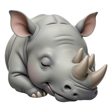 Meme-Worthy Cute Sleeping Rhinoceros Portrait Emoji, Head resting peacefully with a contented smile, showcasing a massive, robust build and a luxuriously soft slate-gray hide, eyes shut in a serene, restful nap, Simplified yet hilariously adorable features, highly detailed, glowing with a soft, drowsy light, high shine, relaxed and utterly lovable, stylized with an air of playful laziness, bright and heartwarming, soft glowing outline, capturing the essence of a comically sleepy rhinoceros, so meme-worthy it feels like it could instantly become the next viral sensation of adorable slumber! sticker