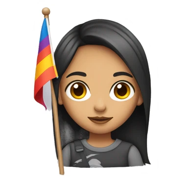 Girl with the word ander on her forehead holding lesbian flag  sticker