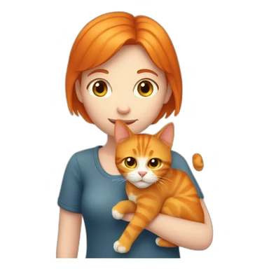 ginger girl holding orange cat sticker