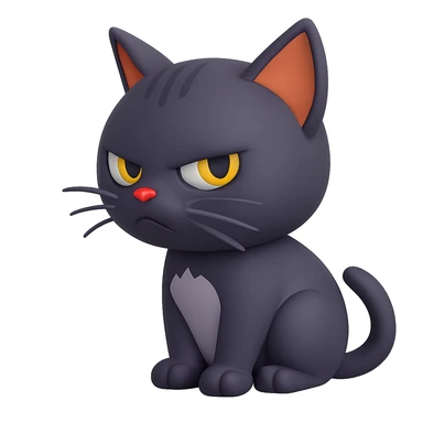 Create a cute mad cat giving a side glare in the same style as the reference image, with no background. sticker
