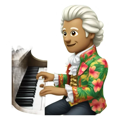 Mozart at a luau sticker