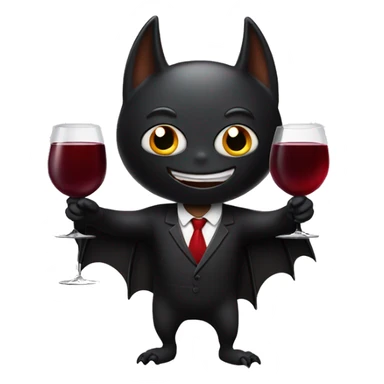 A black bat delivering a glass of red wine sticker