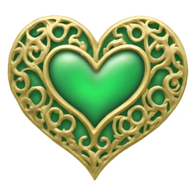 fancy gold filigree green heart sticker