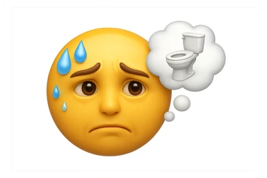 emoji stile iphone che riguarda l'argomento "stipsi/andrò al bagno oggi?", iperrealistico 4k sticker