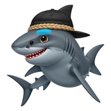 Shark with a black cap and he has hear look like braids sticker
