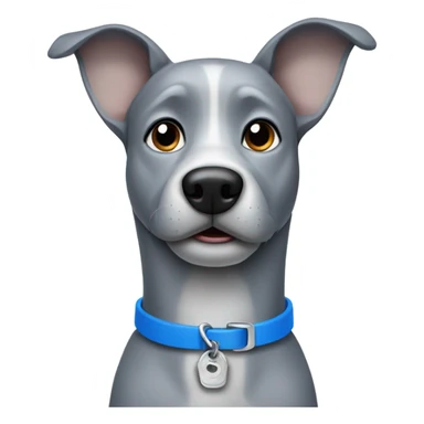 Grey dog with blue collar sticker