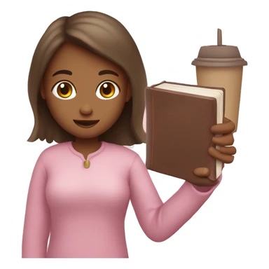 girl holding a light pink Bible in one hand and a coffee in the other hand sticker