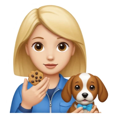 trainer hand holding a treat in front of a dog sticker