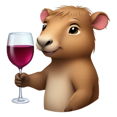 Cute girly capybara holding a glass of wine  sticker