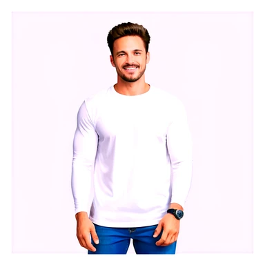 The shirt was almost like a crop top, the sleeves cut down to his elbows, it was black on the sleeves and a little bit on the neckline, and the rest of the shirt all white, sticker