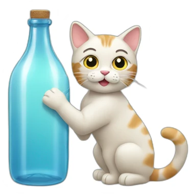 cat filling a glass bottle sticker