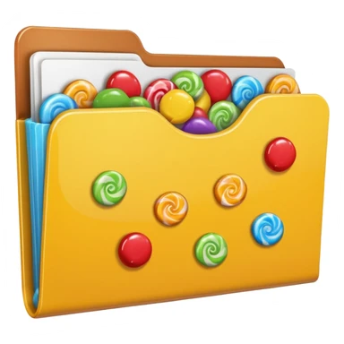 file folder with yellow candy picture on front sticker