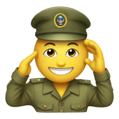 smiling emoji with army hat and saluting  sticker