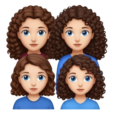 A girl with with brown hair and blue eyes and two girls with dark curly hair with brown eyes sticker