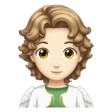 Angel with brown hair green eyes anime sticker