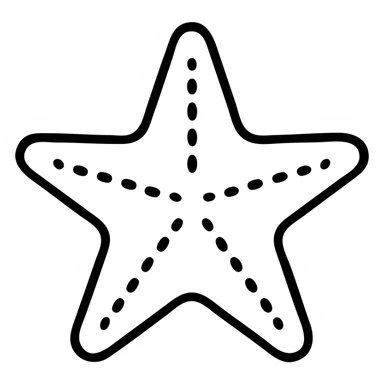outlined starfish with detailed five arms, ocean creature icon sticker