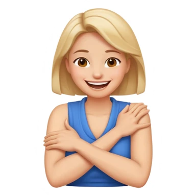 arms crossed holding neck laughing woman sticker