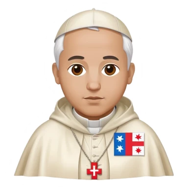 The pope wearing a robe with a Chicago flag sticker