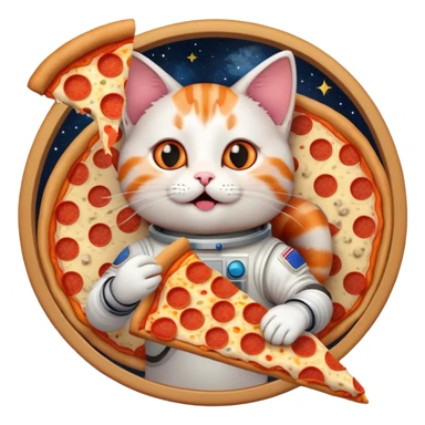 cat eating pizza in space sticker