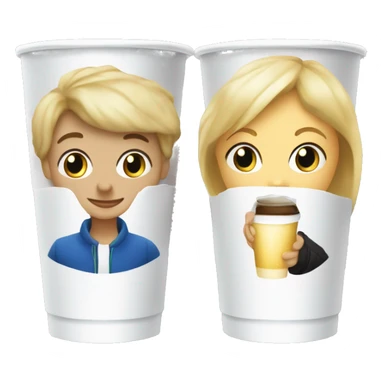 Blonde girl and boy drinking out of white styrofoam cups sticker