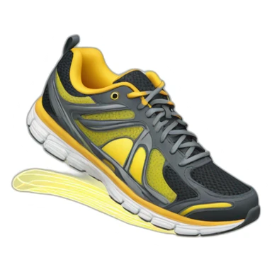 running shoe with a light trail behind it sticker