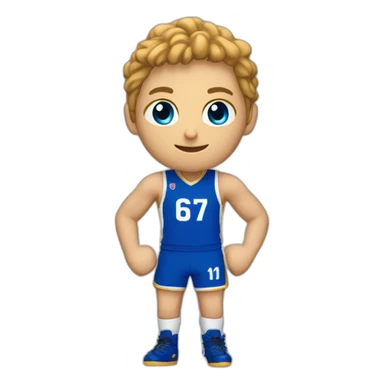 Joueur de handball avec un maillot bleu numéro 67 sticker