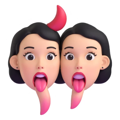 woman with two heads sticking out their tongues sticker