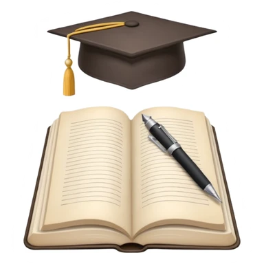 "A white open book,The pen should be positioned as placed exactly in the center between the pages.  if held by a right-handed person - meaning the direction is reversed compared to a left-handed grip. The pen should be uncapped, and the cap placed behind it." sticker