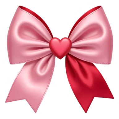 Red coquette bow with a heart in the middle, delicate and feminine, soft pink tones, elegant details sticker