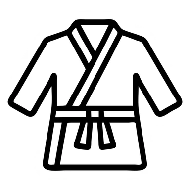 simple white karate gi uniform, black outline icon, no fill, clean lines sticker