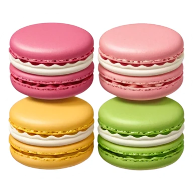 Macarons de colores, café, rosa, blanco y verde, sin plato sticker