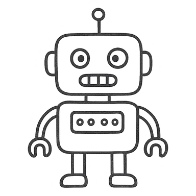 robot icon in hand drawn style sticker