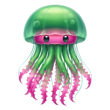 Cute green pink jellyfish sticker