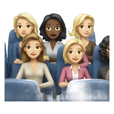 Group of Caucasian women on a airplane  sticker