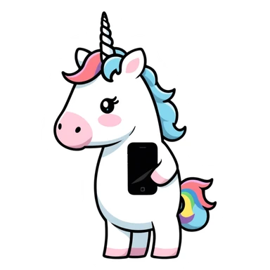 unicorn with iPhone sticker