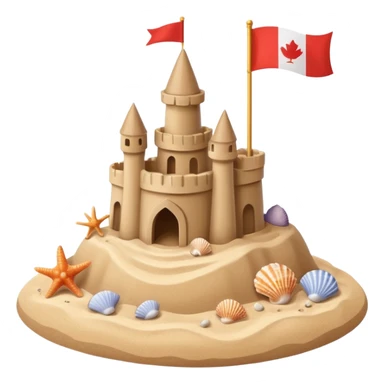 Decorated sand castle – seashells and a tiny flag on top sticker