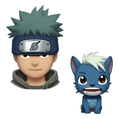 Stitch et Kakashi sticker