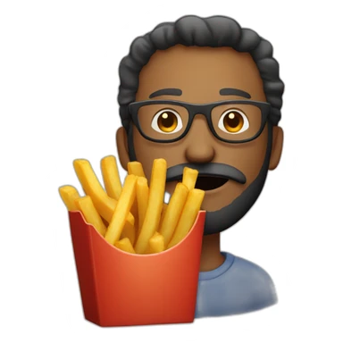 bearded man with glassed eating french fries sticker