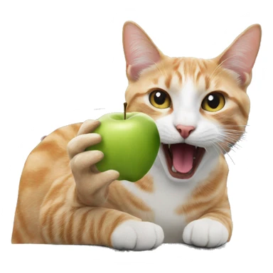 Cat in New York City biting an apple  sticker