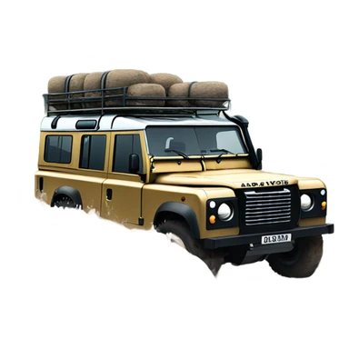 An land rover facing a road full of mud and rocks, with big tires and mud splashing around, showing resistance and adaptability. sticker