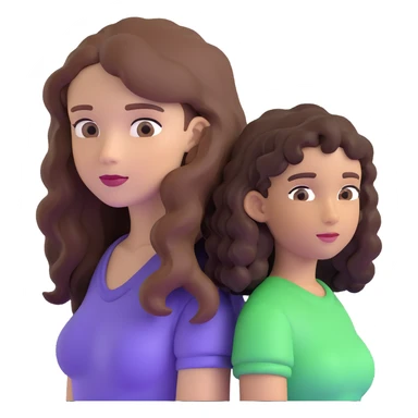 long light brown hair girl with pale skin and boy with black curly hair and tanned skin looking at each other sticker