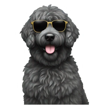 Black furgolden doodle in black sunglasses  sticker