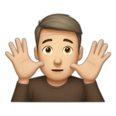 man hiding his face using hands sticker