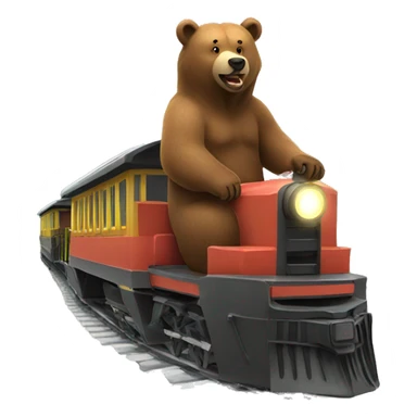 A grizzly bear riding a train sticker
