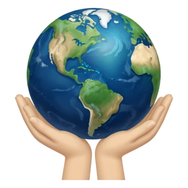 Beige hands holding earth sticker