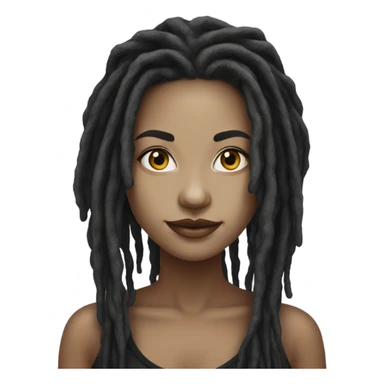 elegant light-skinned dark dreadlocks beauty portrait sticker