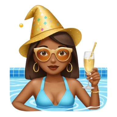 brown skin girl with sunglasses at a pool party sticker